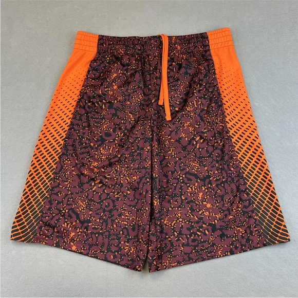 Old Navy Active Shorts Mens Medium Burgundy Orange Go-Dry Athletic Print Gym - Picture 3 of 10